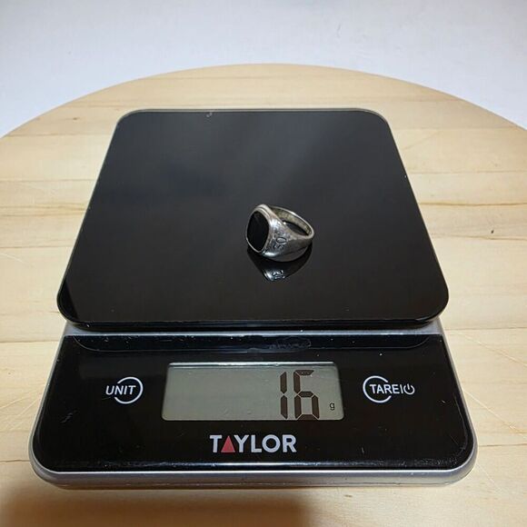 Ford Motors 30th Anniversary Sterling Silver Onyx Award Signet Ring Size 11 16G - Picture 9 of 9